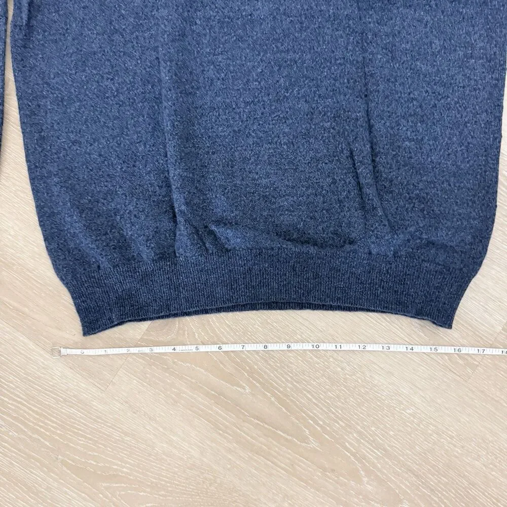 NWT Cashmere Tech V-Neck Sweater Windowpane Blue Men's L XL ERDOS Grandpa Preppy